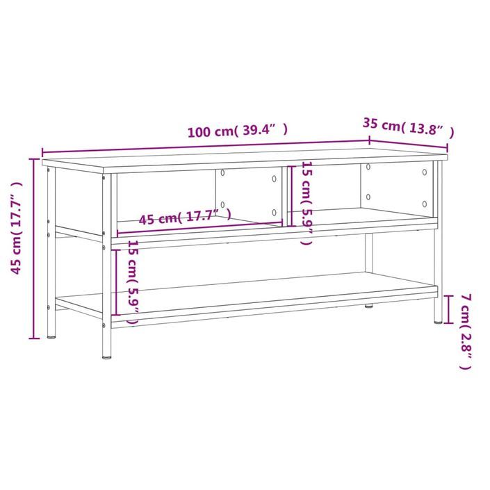 Meuble TV sonoma gris 100x35x45 cm bois d'ingénierie - Photo n°9