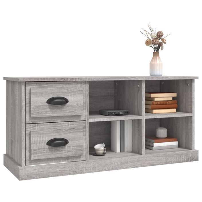 Meuble TV sonoma gris 102x35,5x47,5 cm bois d'ingénierie - Photo n°4