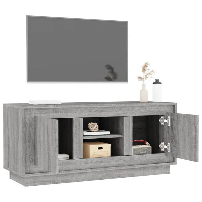 Meuble TV sonoma gris 102x35x45 cm bois d'ingénierie - Photo n°5