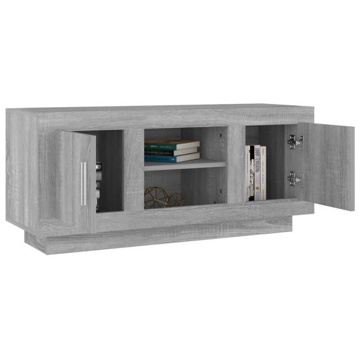 Meuble TV sonoma gris 102x35x45 cm bois d'ingénierie - Photo n°4