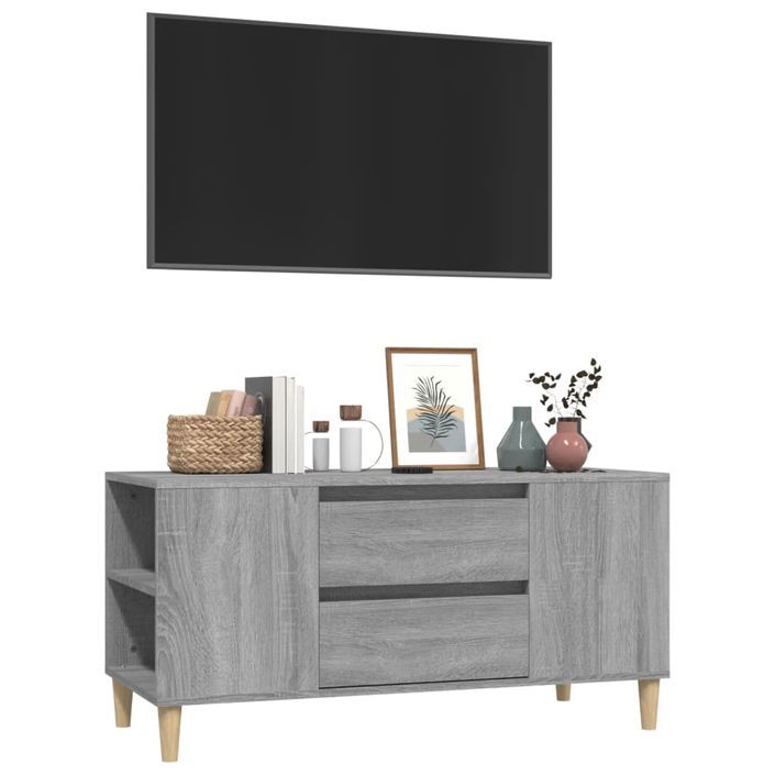 Meuble TV Sonoma gris 102x44,5x50 cm Bois d'ingénierie - Photo n°4