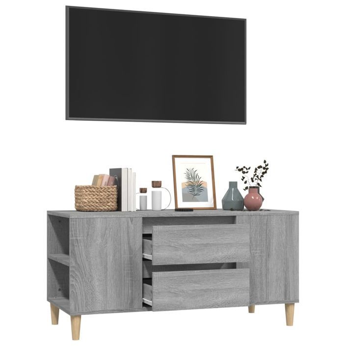 Meuble TV Sonoma gris 102x44,5x50 cm Bois d'ingénierie - Photo n°5