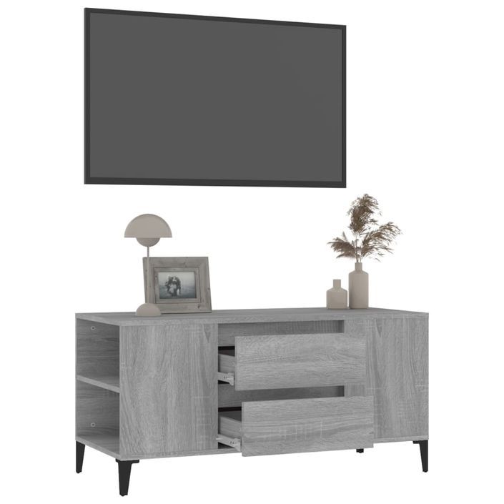 Meuble TV Sonoma gris 102x44,5x50 cm Bois d'ingénierie - Photo n°5