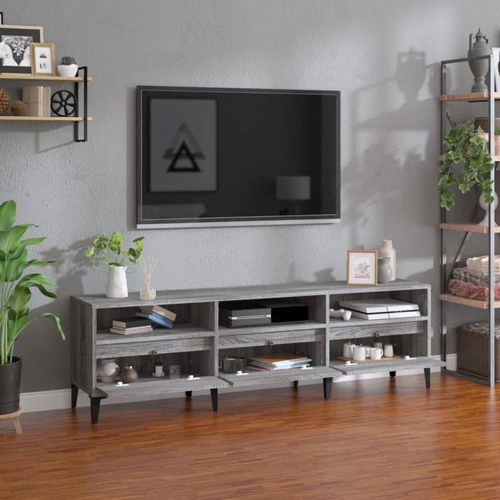 Meuble TV sonoma gris 150x30x44,5 cm bois d'ingénierie - Photo n°3