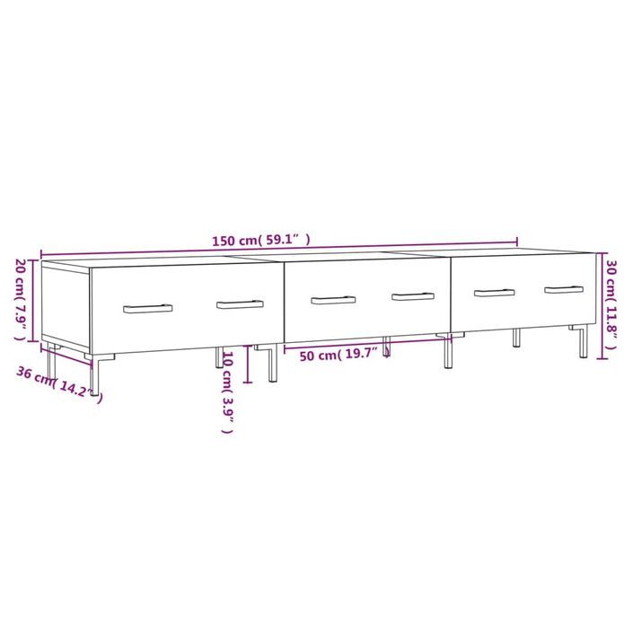 Meuble TV sonoma gris 150x36x30 cm bois d'ingénierie - Photo n°12