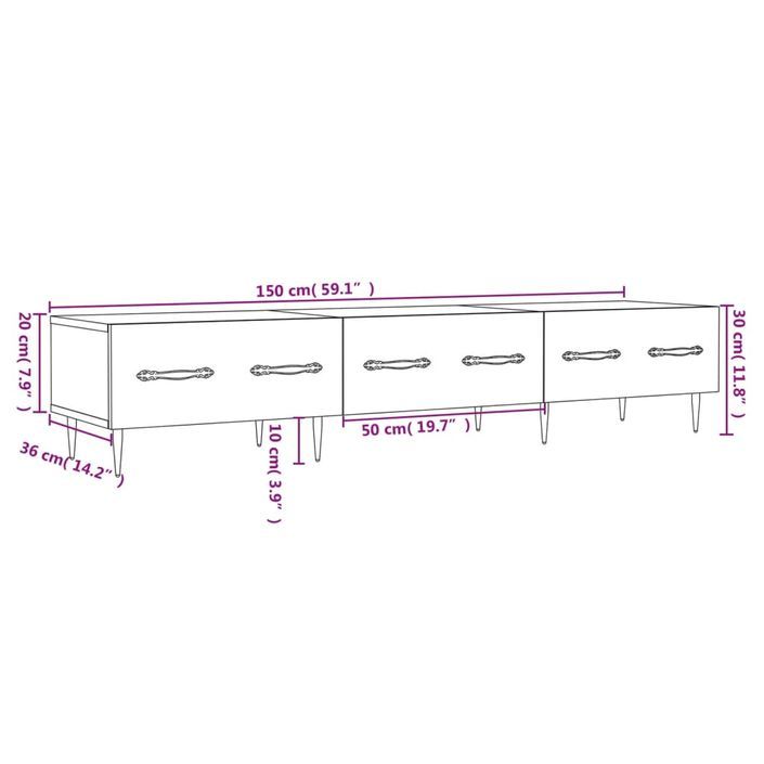 Meuble TV sonoma gris 150x36x30 cm bois d'ingénierie - Photo n°12