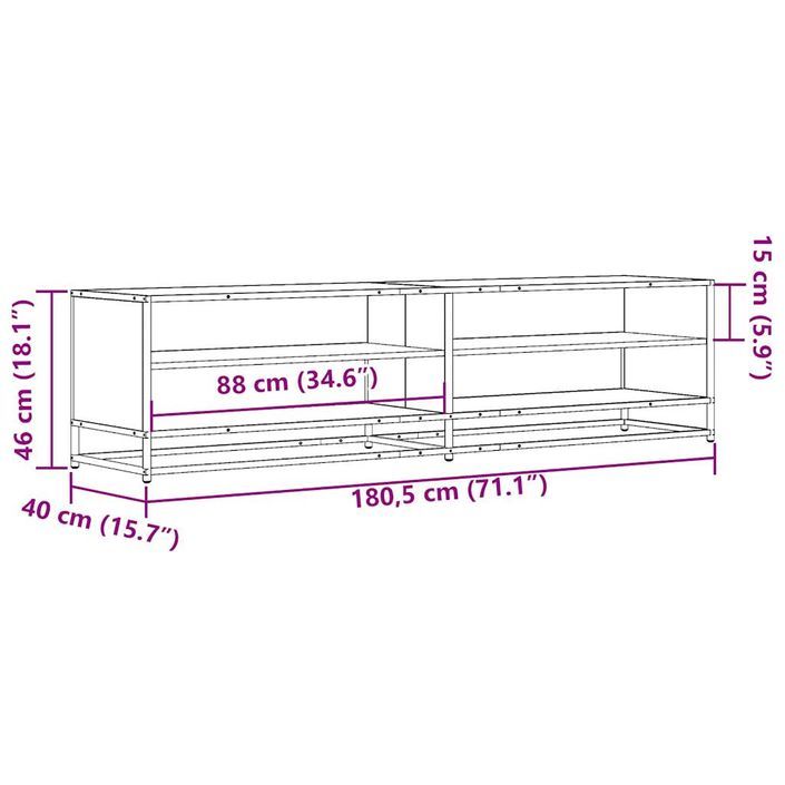 Meuble TV sonoma gris 180,5x40x46 cm bois d'ingénierie - Photo n°9