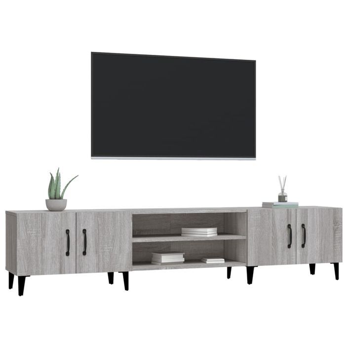 Meuble TV sonoma gris 180x31,5x40 cm bois d'ingénierie - Photo n°4