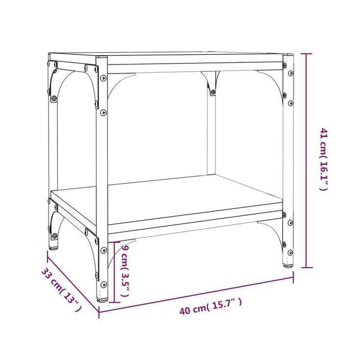 Meuble TV Sonoma gris 40x33x41 cm Bois d'ingénierie et acier - Photo n°9