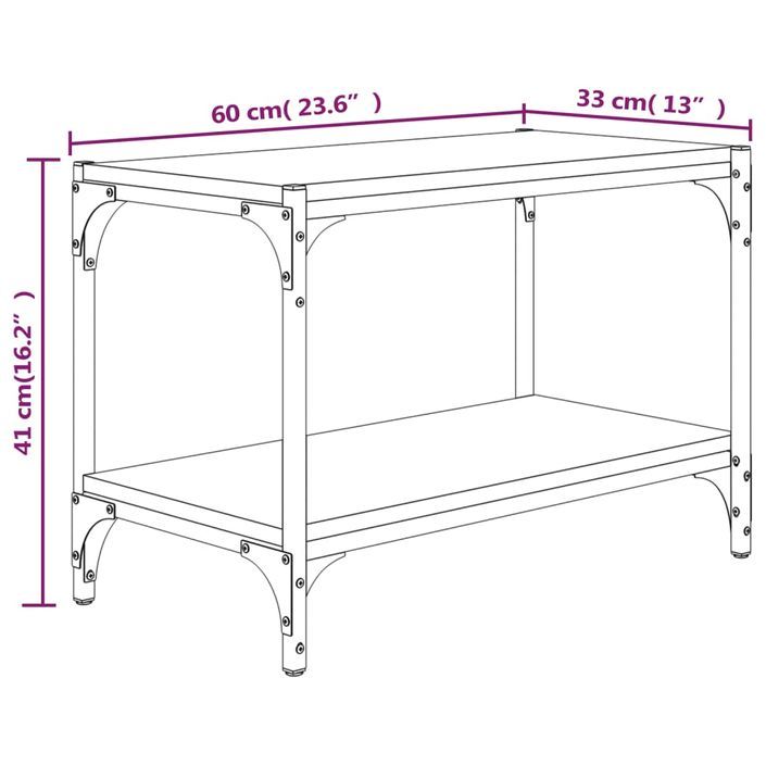 Meuble TV Sonoma gris 60x33x41 cm Bois d'ingénierie et acier - Photo n°9