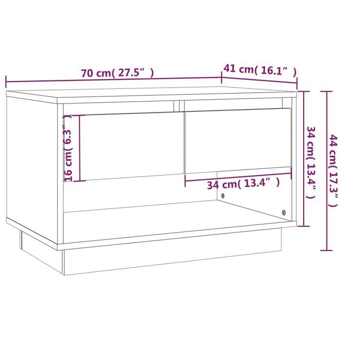 Meuble TV sonoma gris 70x41x44 cm bois d'ingénierie - Photo n°9