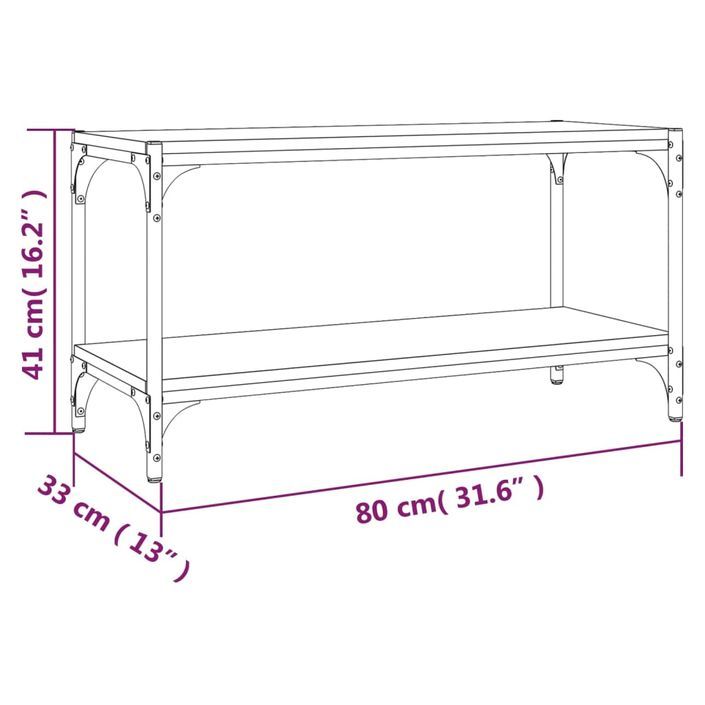 Meuble TV Sonoma gris 80x33x41 cm Bois d'ingénierie et acier - Photo n°9