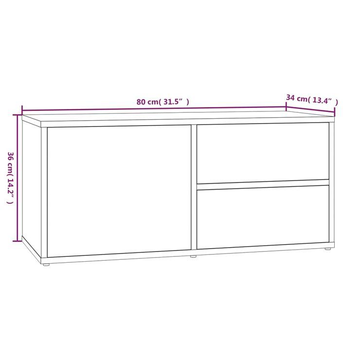 Meuble TV Sonoma gris 80x34x36 cm Bois d'ingénierie - Photo n°11