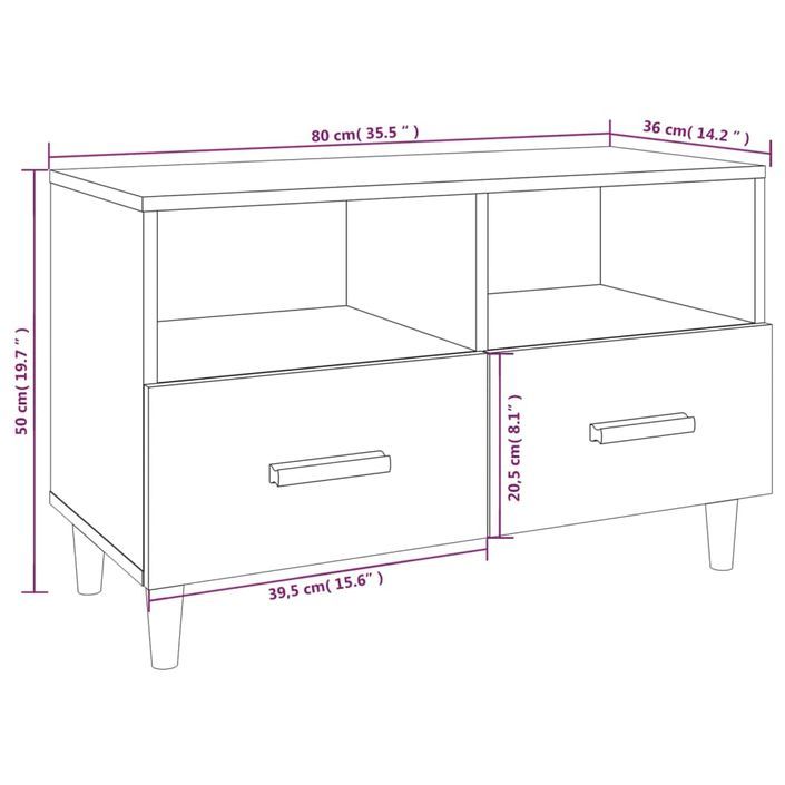 Meuble TV Sonoma gris 80x36x50 cm Bois d'ingénierie - Photo n°10