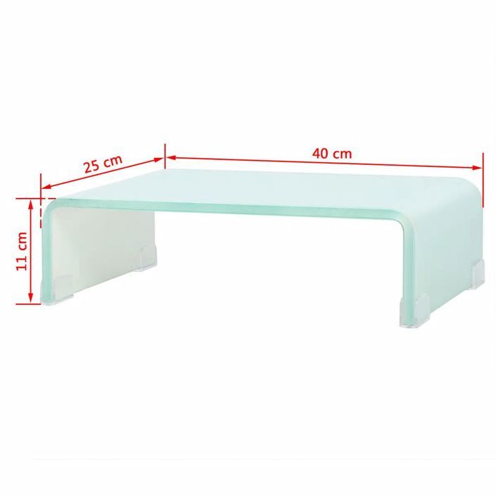 Meuble TV/ Support pour moniteur 40 x 25 x 11 cm Verre Blanc - Photo n°6