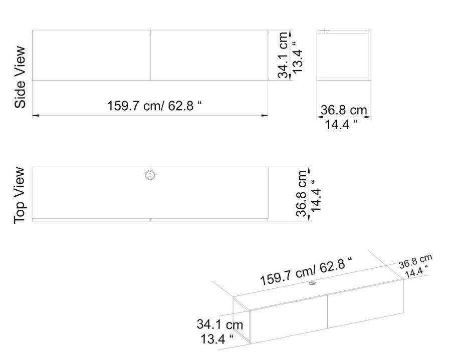 Meuble TV suspendu 2 portes battantes Doky 160 cm - Photo n°4