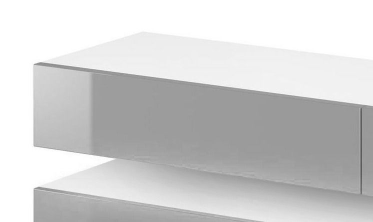 Meuble TV suspendu 2 tiroirs blanc mat et gris laqué Kapan 140 cm - Photo n°3
