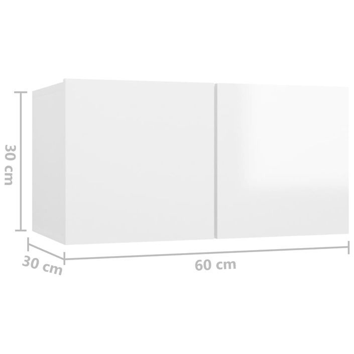 Meuble TV suspendu Blanc brillant 60x30x30 cm - Photo n°8