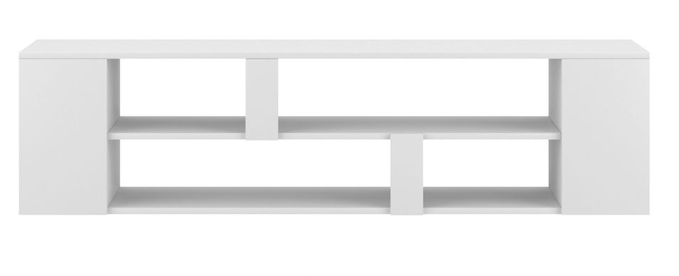Meuble TV suspendu bois blanc avec étagères Espia 155 cm - Photo n°2