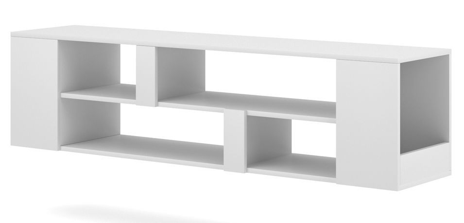 Meuble TV suspendu bois blanc avec étagères Espia 155 cm - Photo n°3