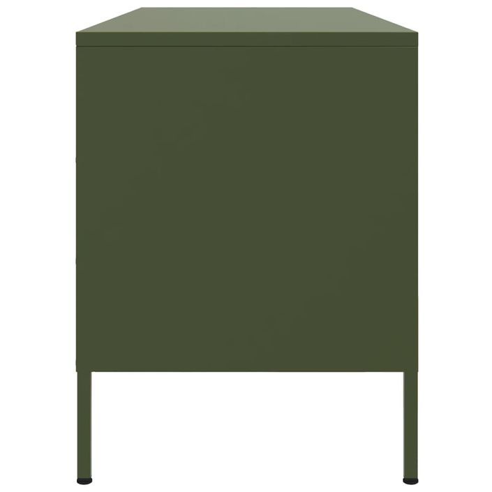 Meuble TV vert olive 100,5x39x50,5 cm acier - Photo n°7