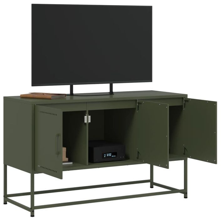 Meuble TV vert olive 100,5x39x60,5 cm acier - Photo n°5