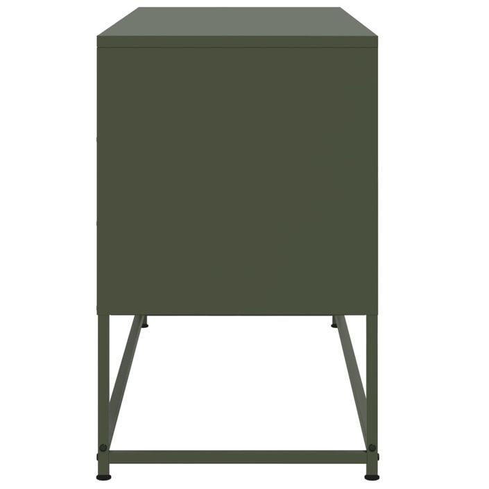 Meuble TV vert olive 100,5x39x60,5 cm acier - Photo n°7