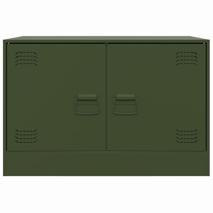 Meuble TV vert olive 67x39x44 cm acier - Photo n°6