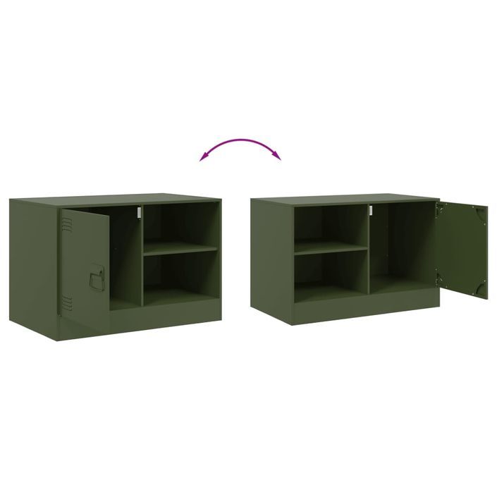 Meuble TV vert olive 67x39x44 cm acier - Photo n°10