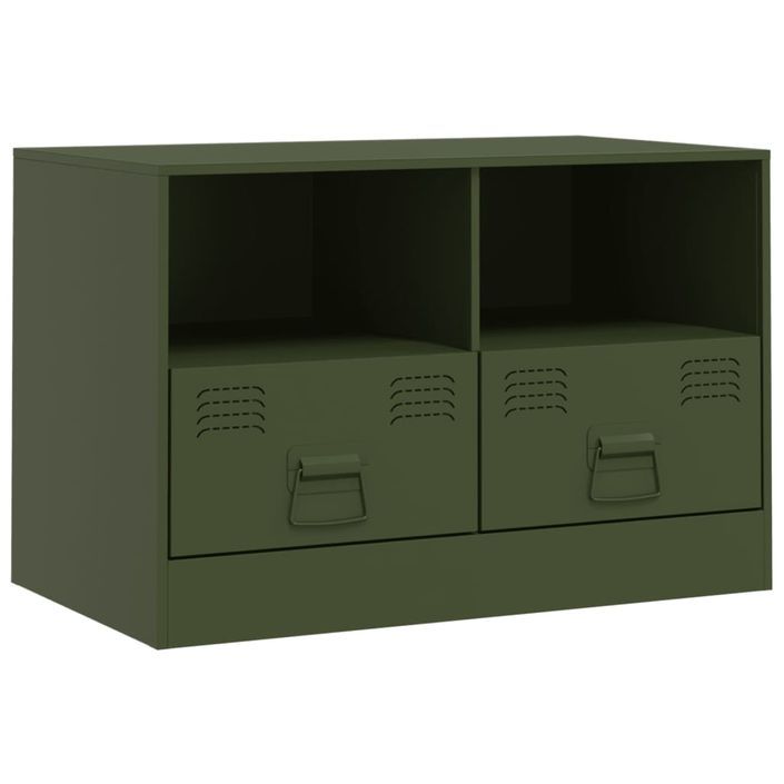 Meuble TV vert olive 67x39x44 cm acier - Photo n°2