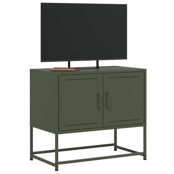 Meuble TV vert olive 68,5x39x60,5 cm acier - Photo n°4