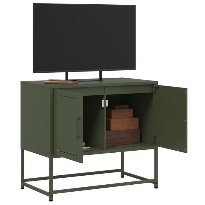 Meuble TV vert olive 68,5x39x60,5 cm acier - Photo n°5