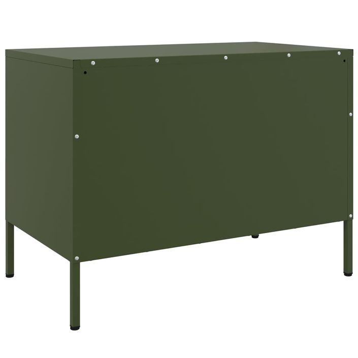 Meuble TV vert olive 68x39x50,5 cm acier - Photo n°8