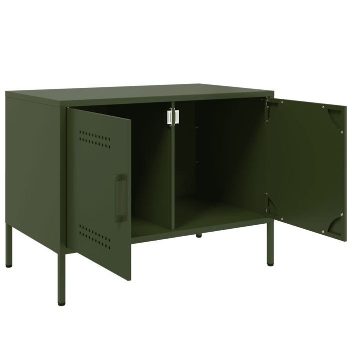 Meuble TV vert olive 68x39x50,5 cm acier - Photo n°9