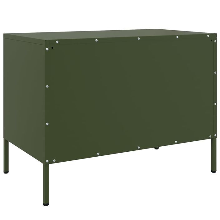 Meuble TV vert olive 68x39x50,5 cm acier - Photo n°8