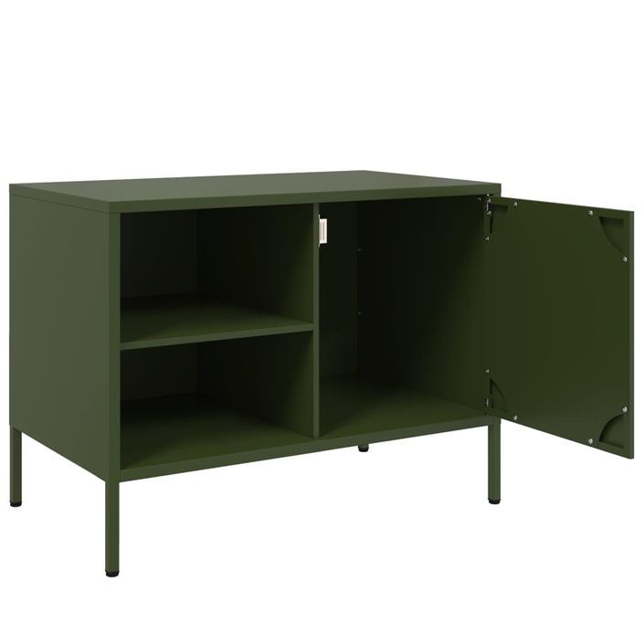 Meuble TV vert olive 68x39x50,5 cm acier - Photo n°9