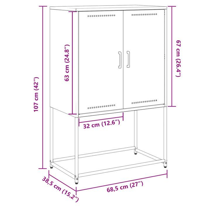 Meuble TV vert olive 68x39x60,5 cm acier - Photo n°12