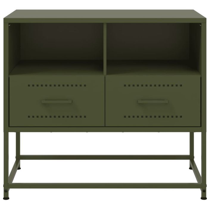 Meuble TV vert olive 68x39x60,5 cm acier - Photo n°6