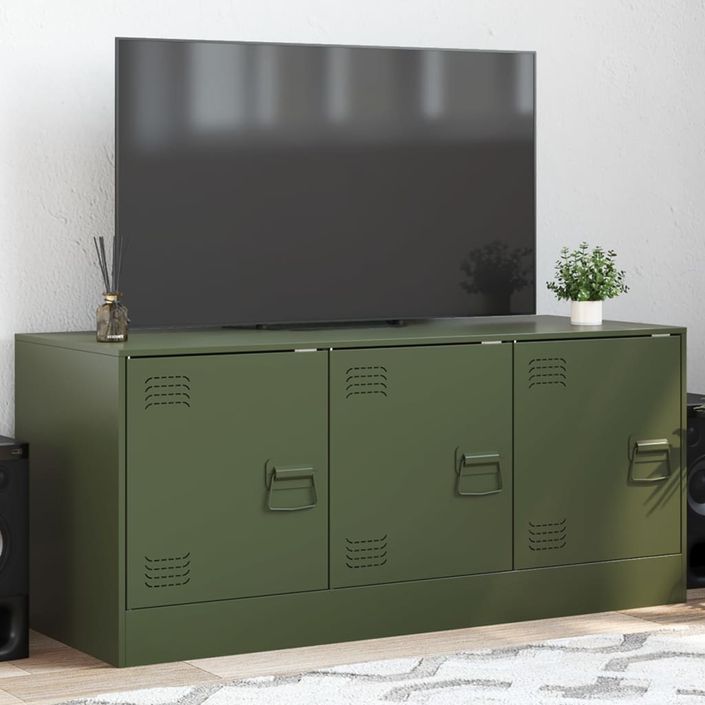 Meuble TV vert olive 99x39x44 cm acier - Photo n°1