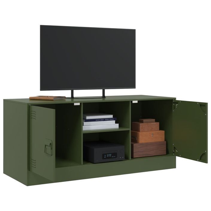 Meuble TV vert olive 99x39x44 cm acier - Photo n°5