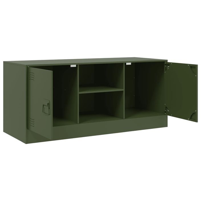 Meuble TV vert olive 99x39x44 cm acier - Photo n°7