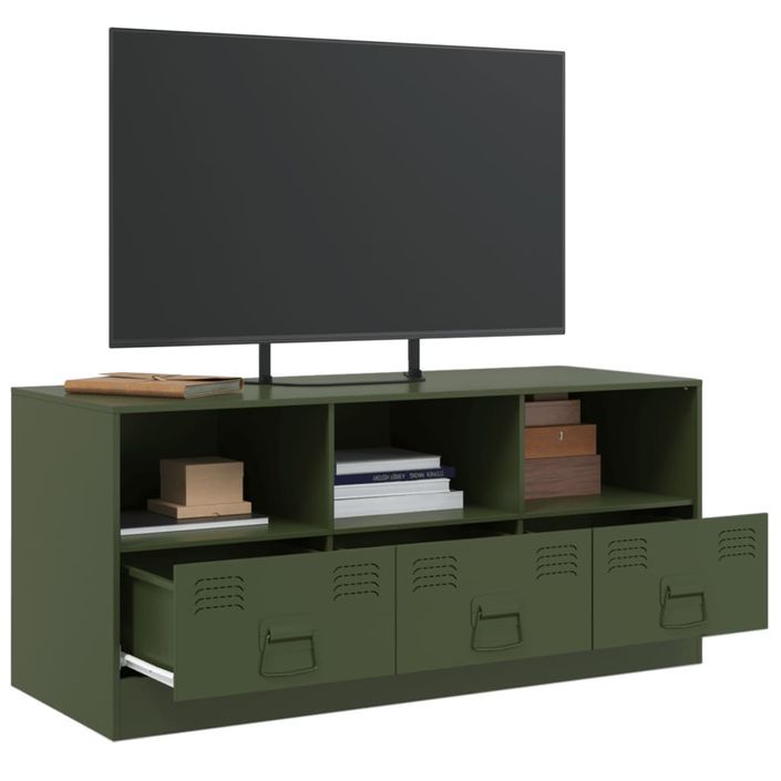 Meuble TV vert olive 99x39x44 cm acier - Photo n°5