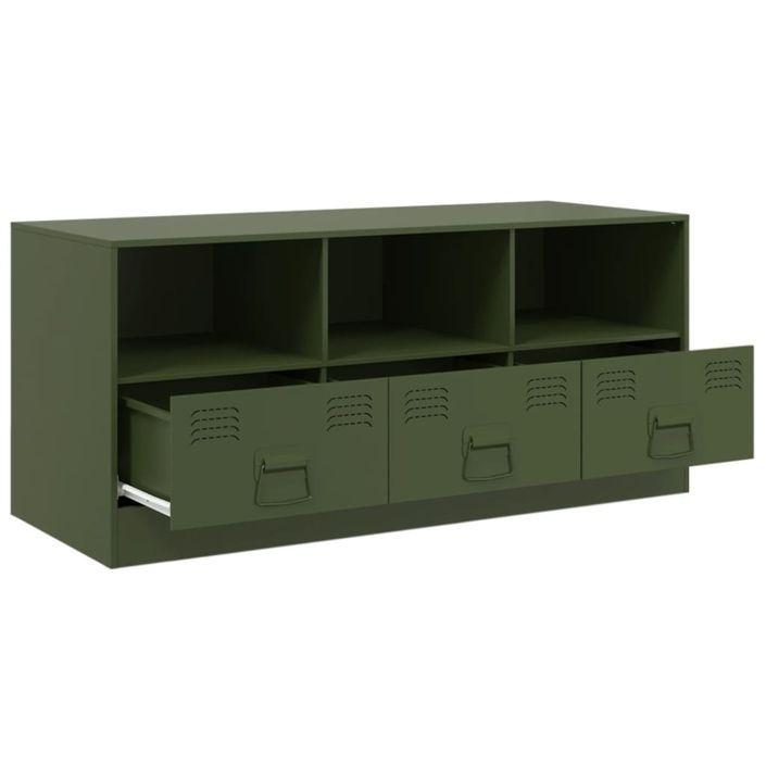 Meuble TV vert olive 99x39x44 cm acier - Photo n°7