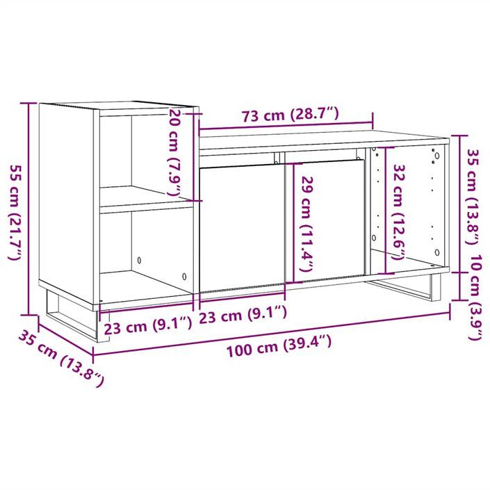 Meuble TV vieux bois 100x35x55 cm bois d'ingénierie - Photo n°11