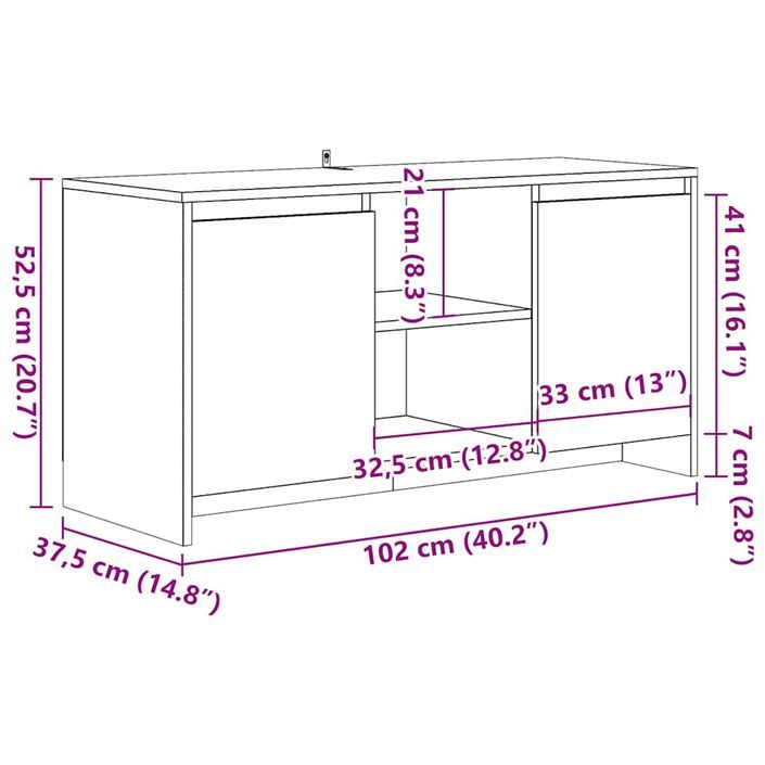 Meuble TV vieux bois 102x37,5x52,5 cm bois d'ingénierie - Photo n°10