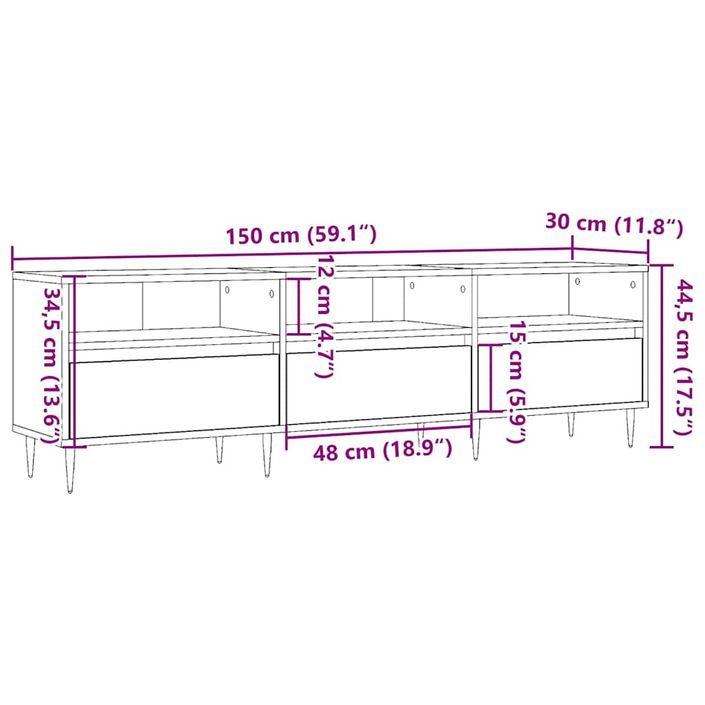 Meuble TV vieux bois 150x30x44,5 cm bois d'ingénierie - Photo n°10