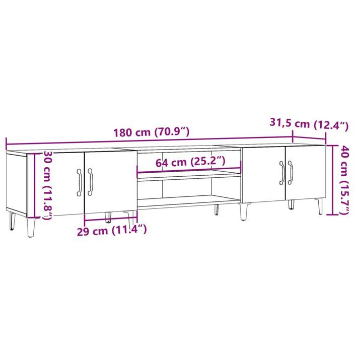 Meuble TV vieux bois 180x31,5x40 cm bois d'ingénierie - Photo n°10