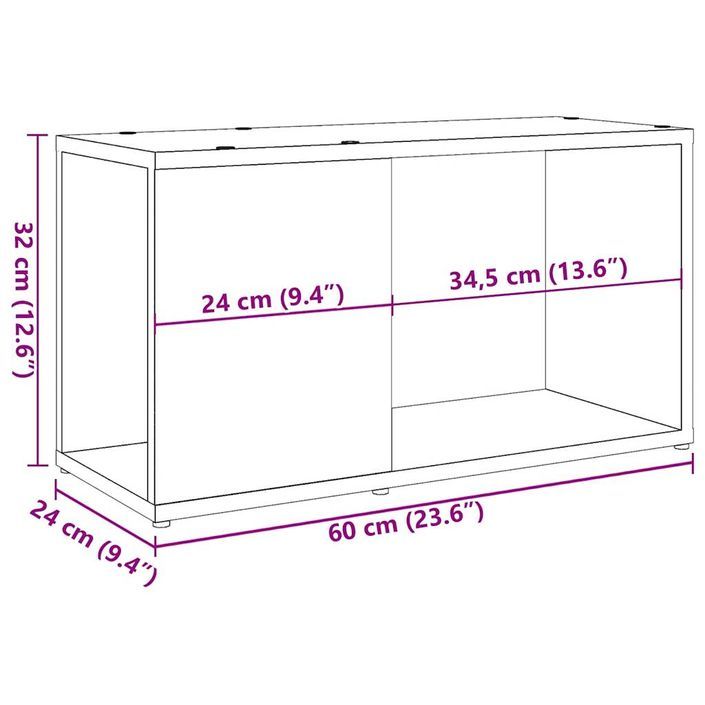 Meuble TV vieux bois 60x24x32cm bois d'ingénierie - Photo n°10