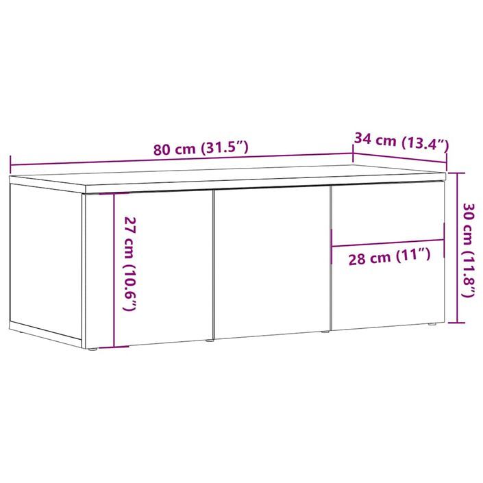 Meuble TV vieux bois 80x34x30 cm bois d'ingénierie - Photo n°10