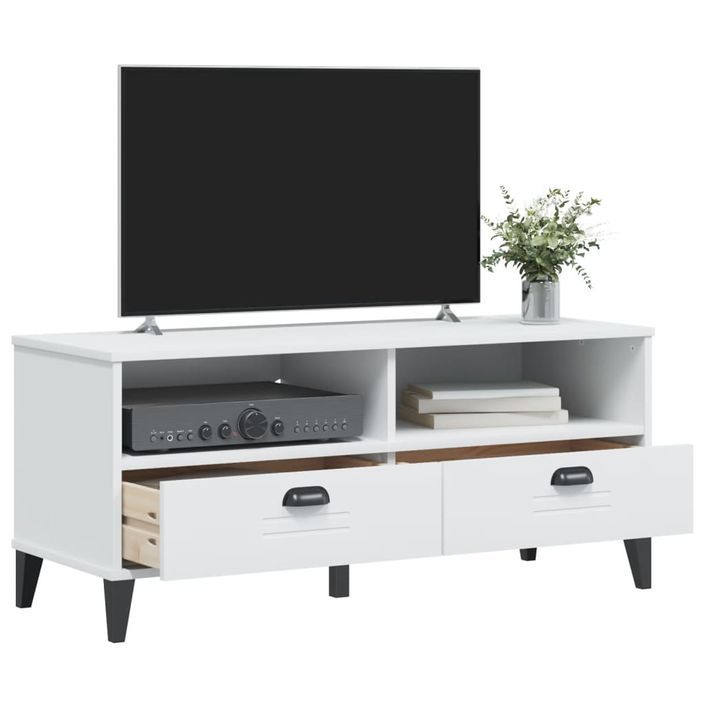 Meuble TV VIKEN blanc bois de pin solide - Photo n°4